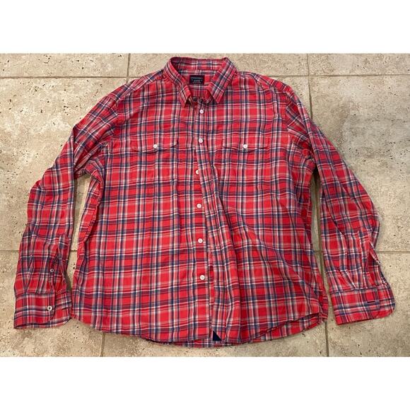 Untuckit Men’s Red Blue Plaid Button Front Cotton Dress Shirt Sz XXL 2XL EUC - Picture 1 of 2
